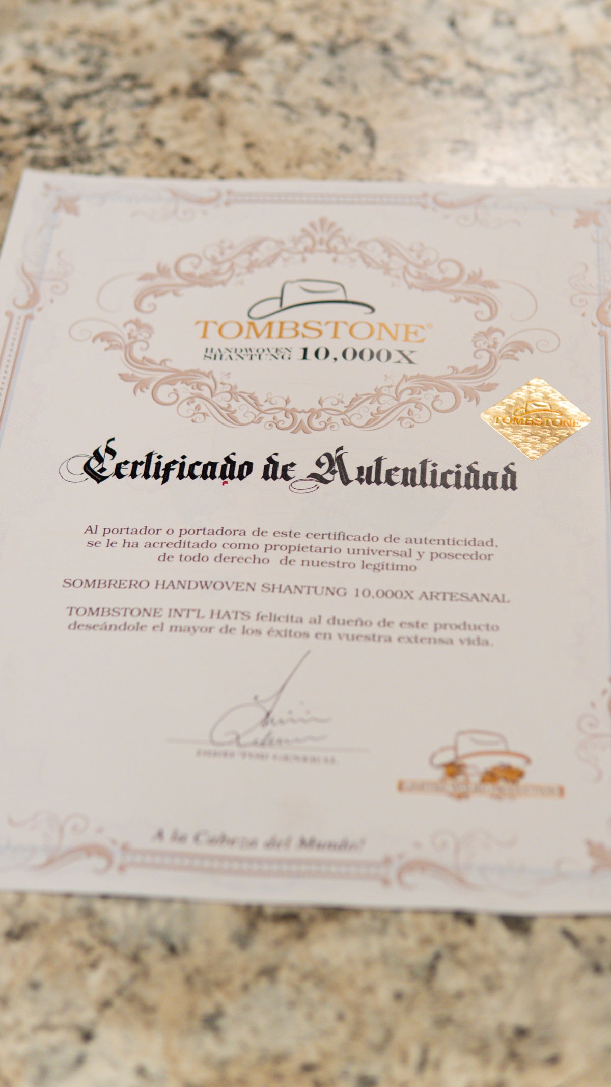Sombrero Tombstone 10,000X “Choco Avestruz” Edition Sombrero Straw Hat