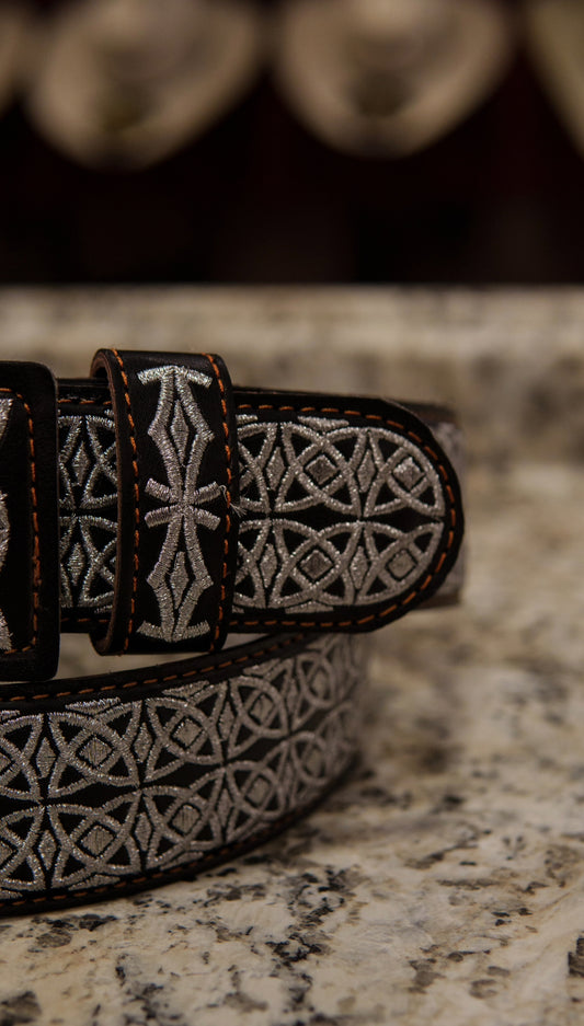 Men’s 2” Belt - Silver Threaded Carousel