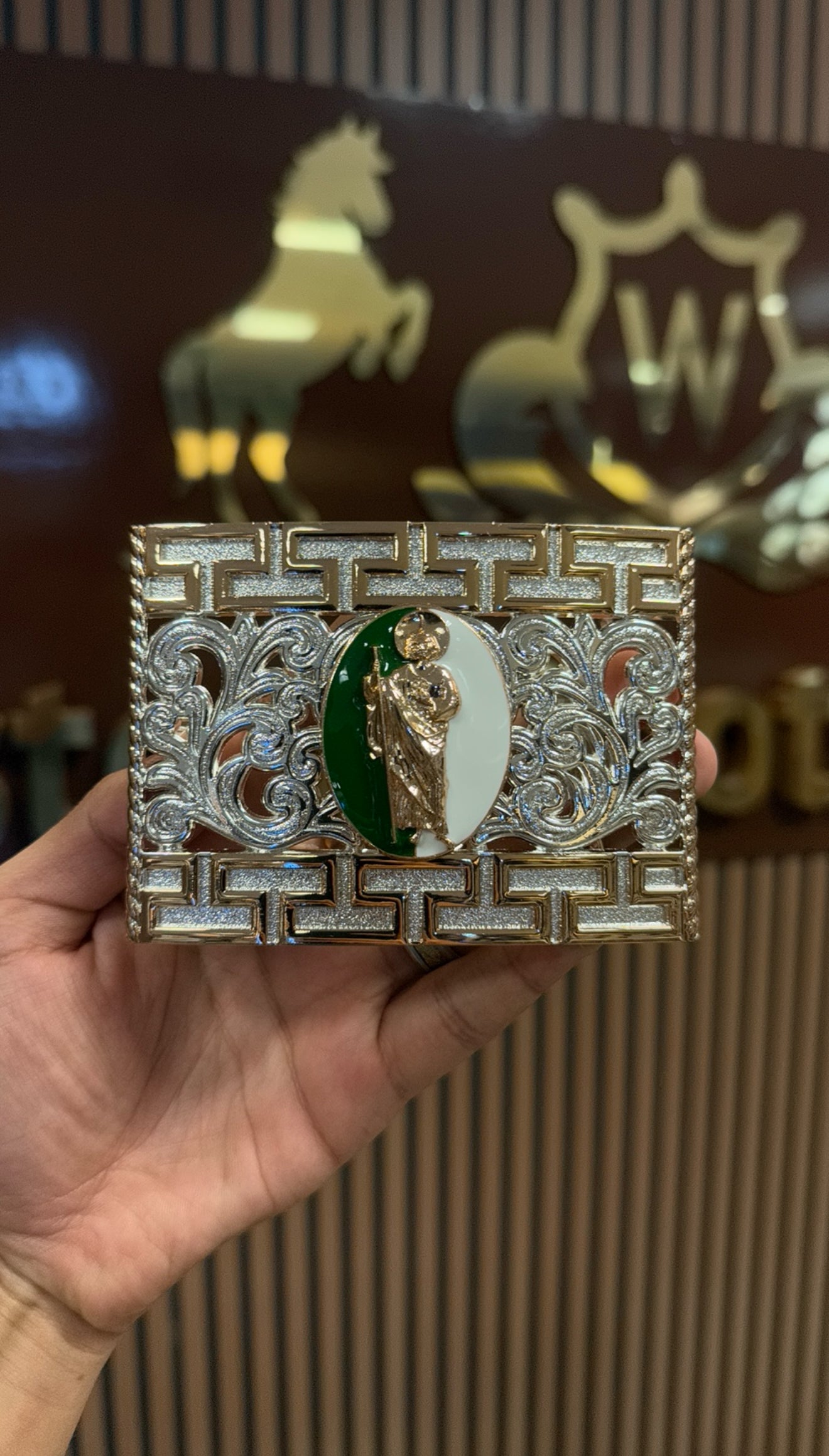 San Judas Aztec Green Buckle
