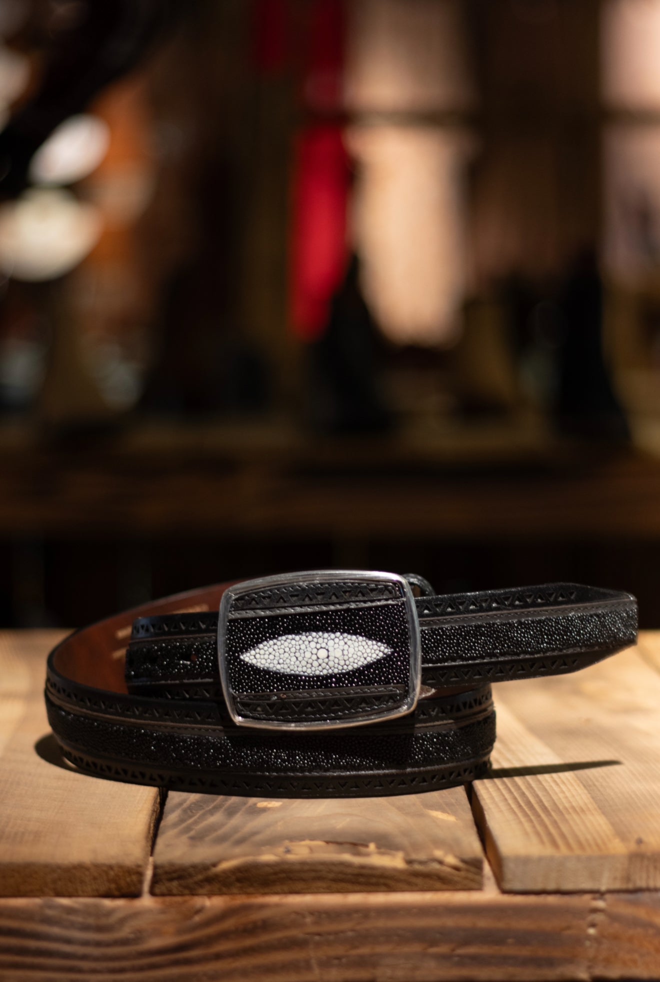 Stingray Belt “Caviar Negro”