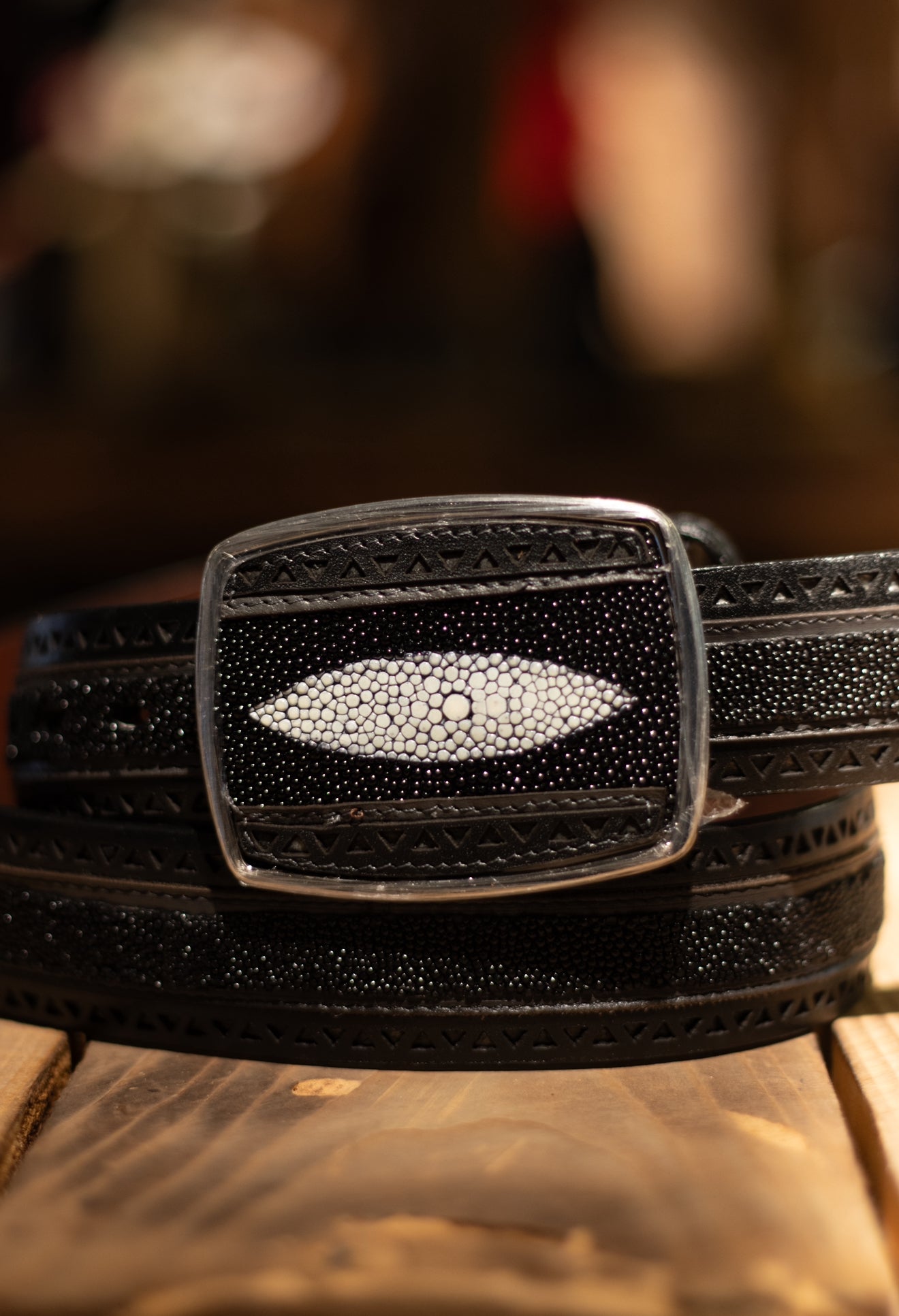 Stingray Belt “Caviar Negro”