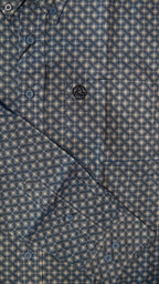 Men’s Printed Long Sleeve Button Up - Blue Diamond