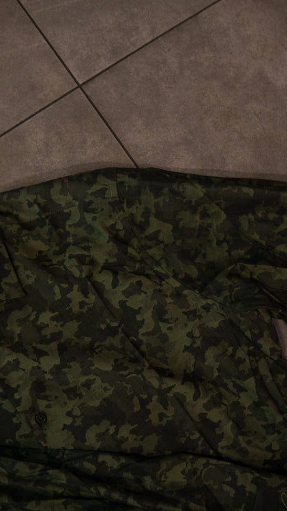 Men’s Printed Long Sleeve Button Up - Green Camo