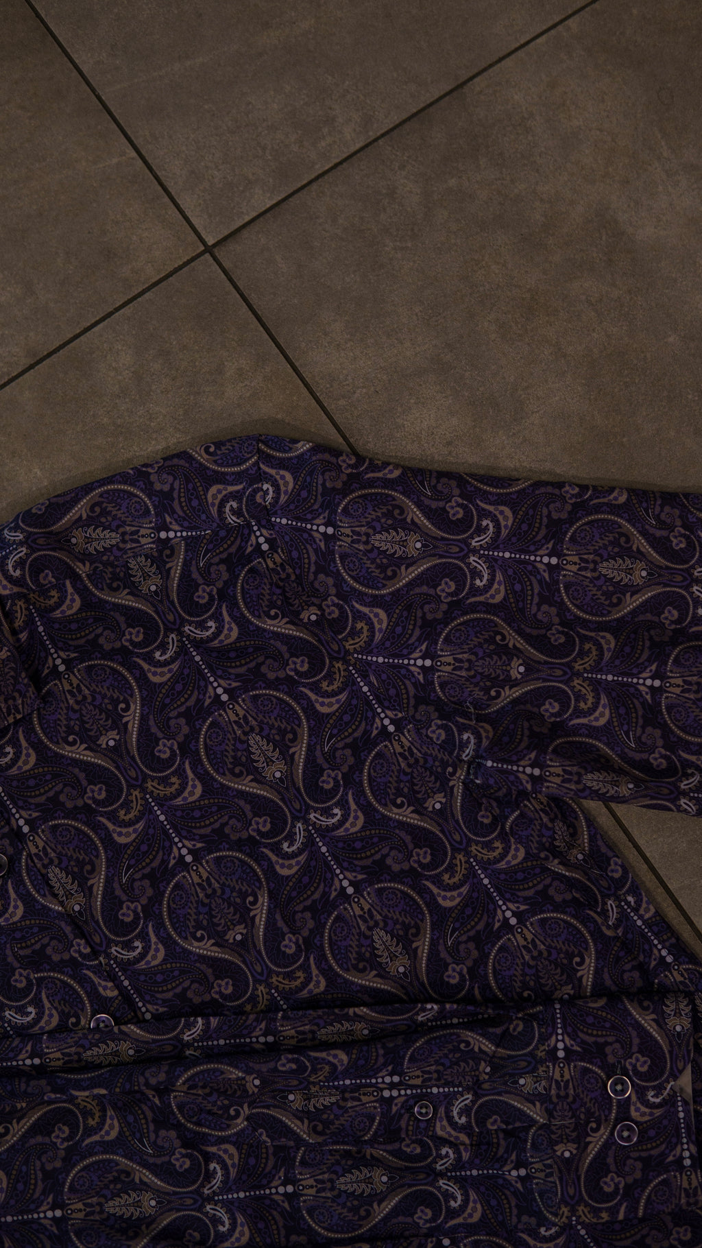 Men’s Printed Long Sleeve Button Up - Purple Rift