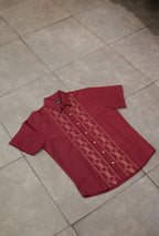Men’s AW Short Sleeve Button Up “Burgundy Gold”