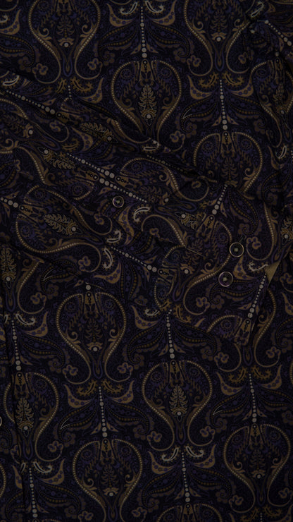 Men’s Printed Long Sleeve Button Up - Purple Rift
