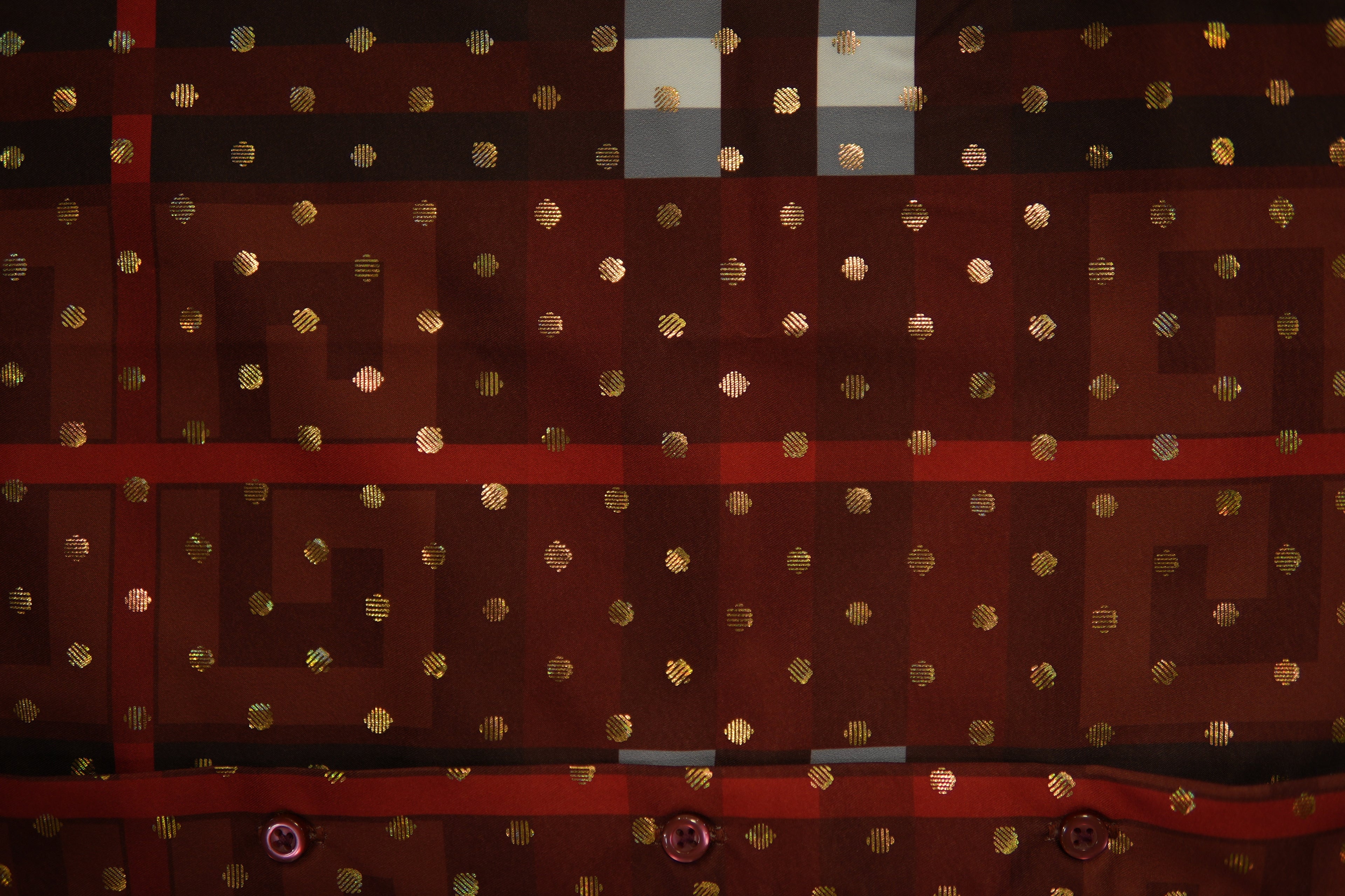 Men’s Printed Short Sleeve Button Up - Poka Burnt Orange