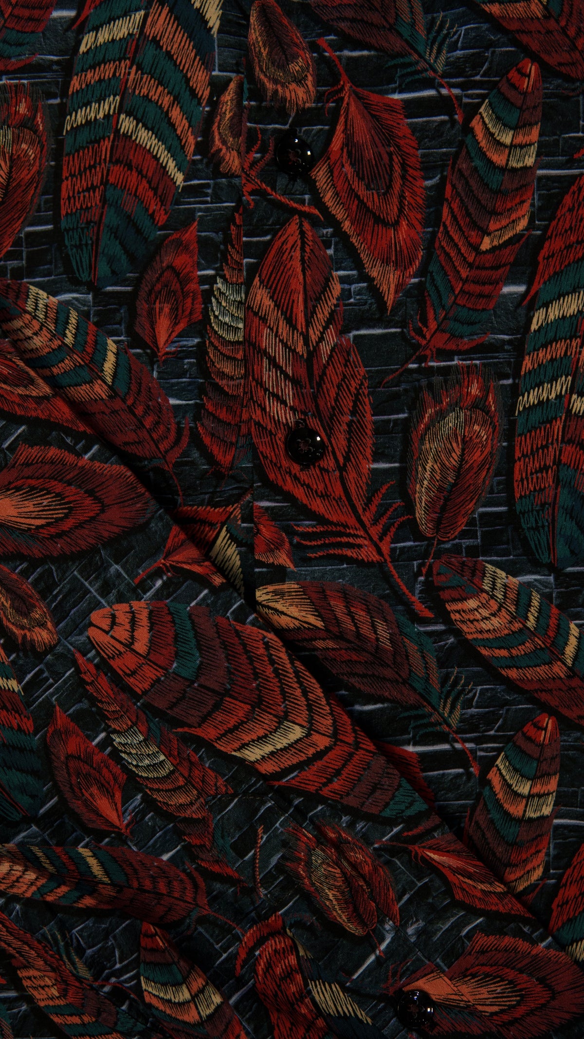 Men’s Printed Long Sleeve Button Up - Tanu-Leaves