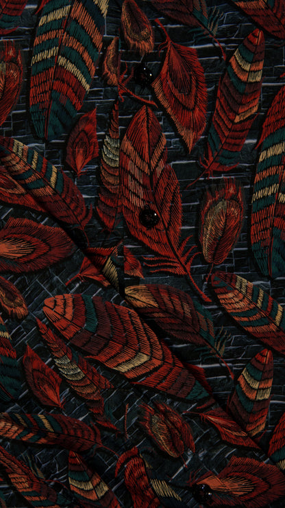 Men’s Printed Long Sleeve Button Up - Tanu-Leaves