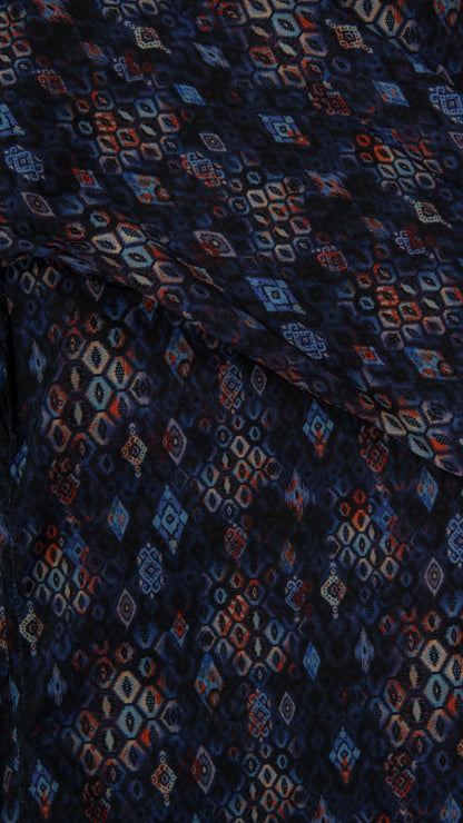 Men’s Printed Long Sleeve Button Up - Hexagonal Purp