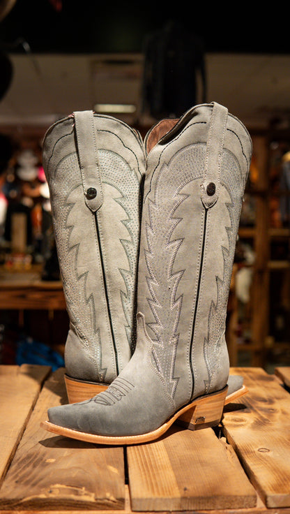 Athiri Ladies Gamuza Gris Snip Toe Boots