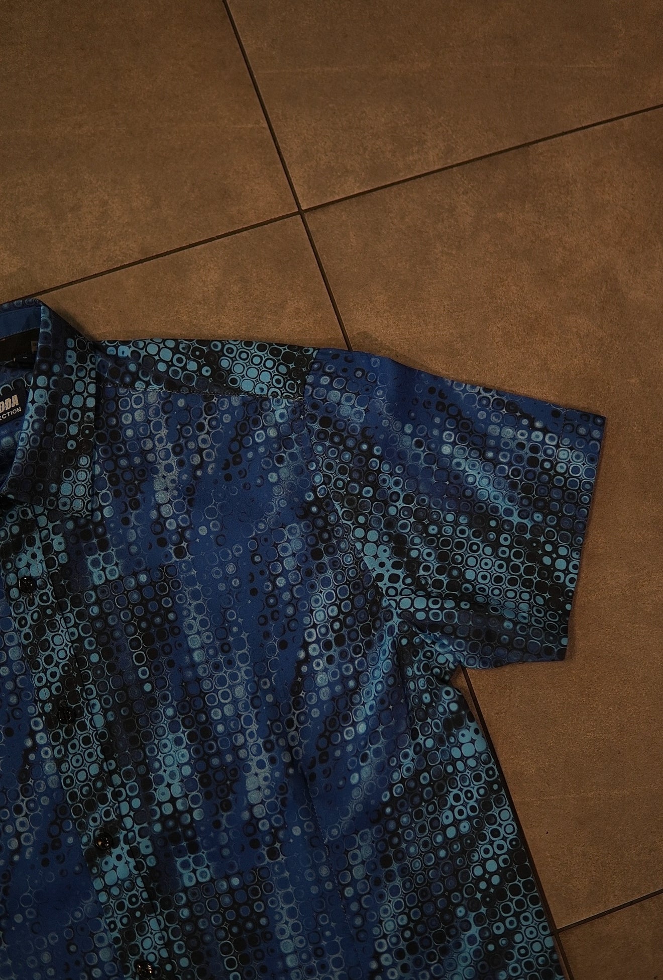 Men’s Printed Short Sleeve Button Up - Blue Lagoon