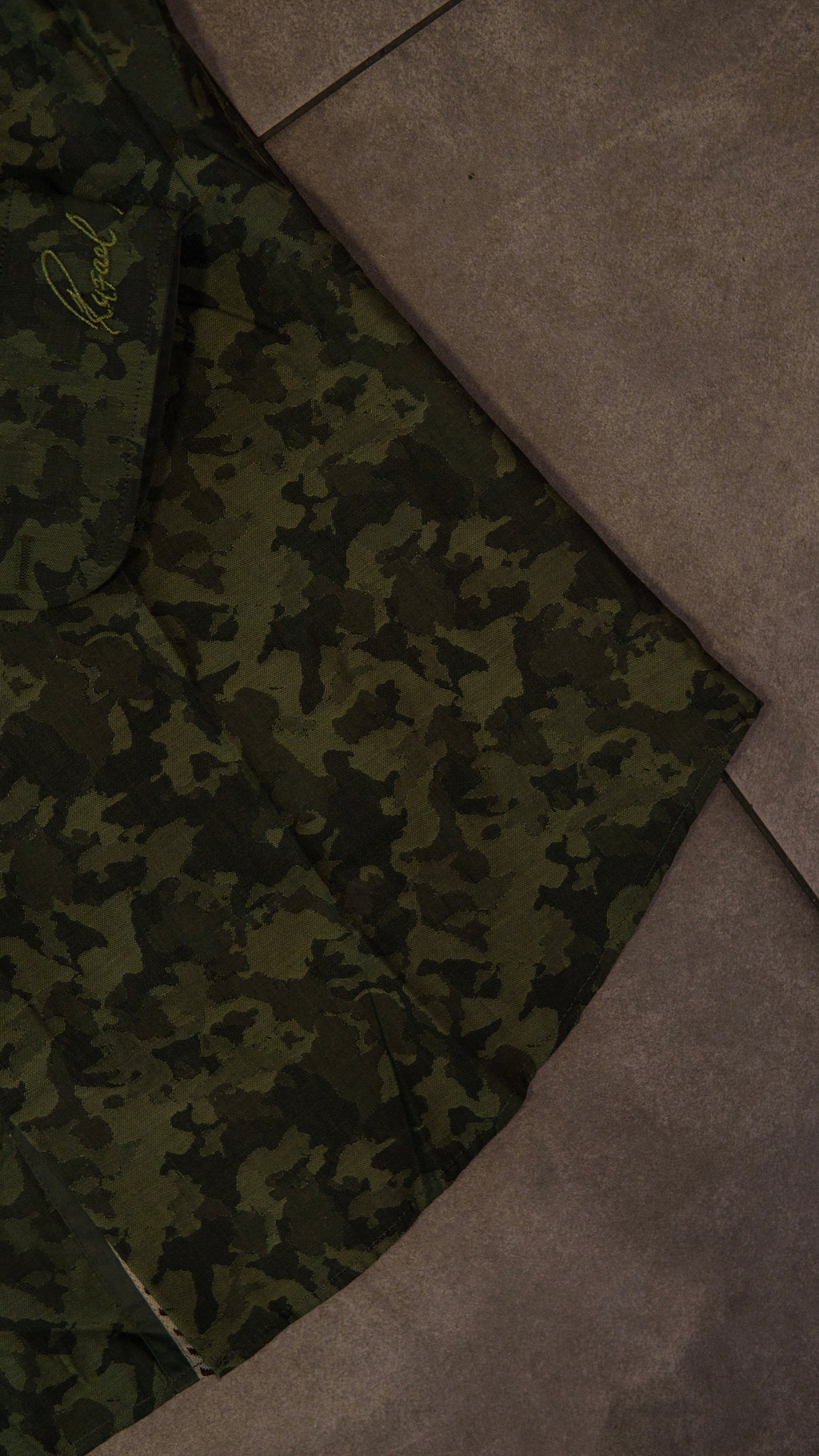 Men’s Printed Long Sleeve Button Up - Green Camo