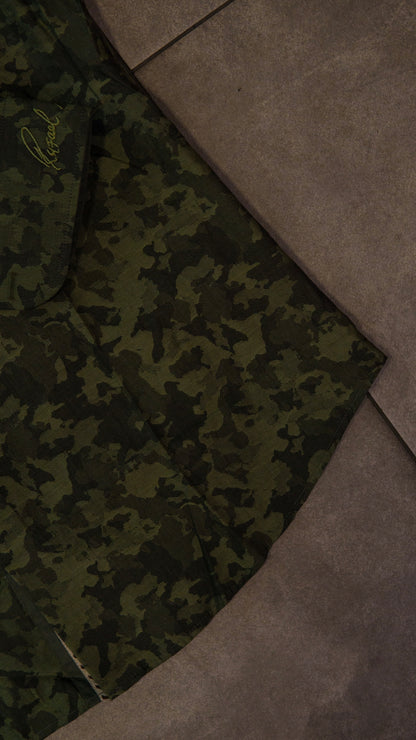 Men’s Printed Long Sleeve Button Up - Green Camo