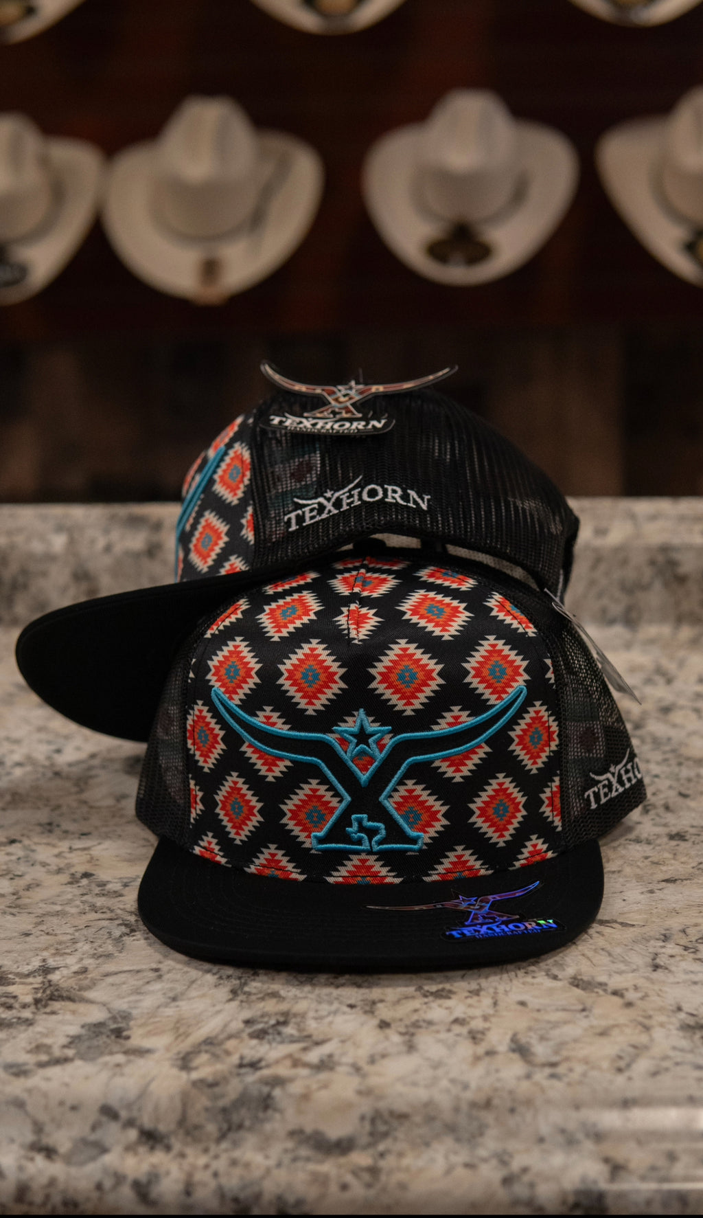 Tex Horn Cap - Black Tribal