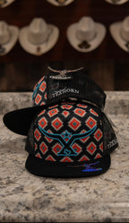 Tex Horn Snapback Cap Black Tribal