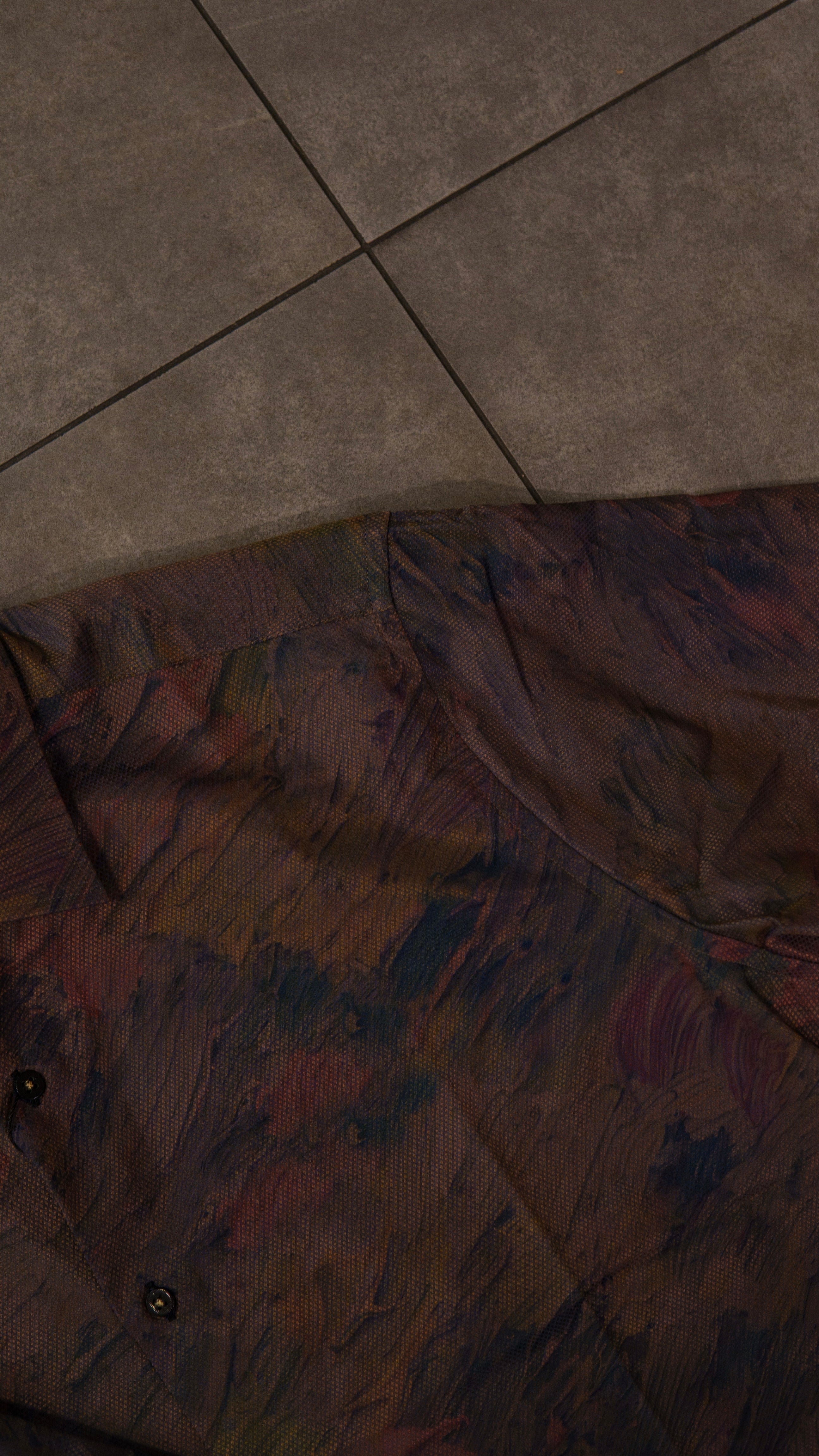 Men’s Printed Long Sleeve Button Up - Brown Oil