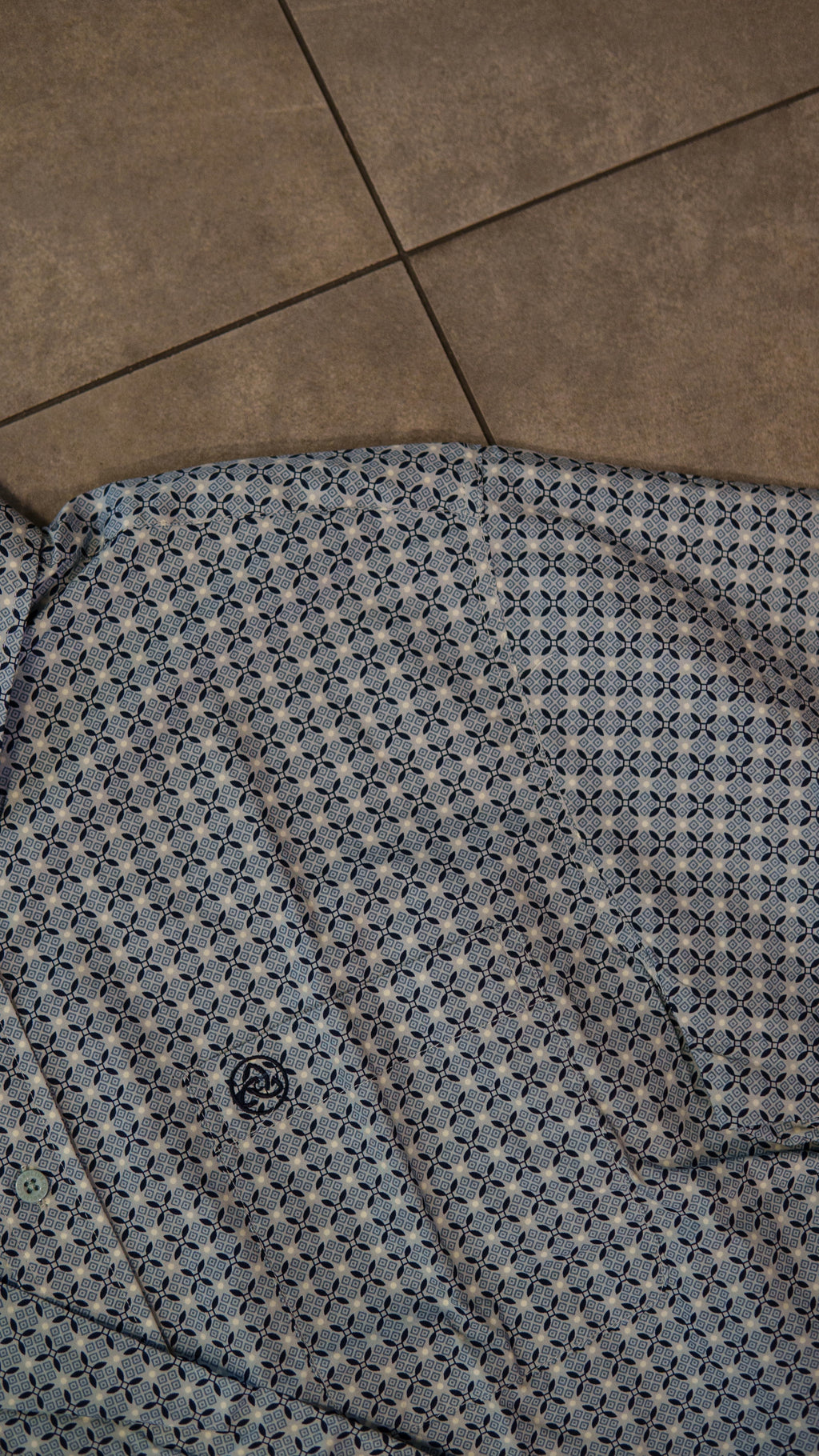 Men’s Printed Long Sleeve Button Up - Teal Twister