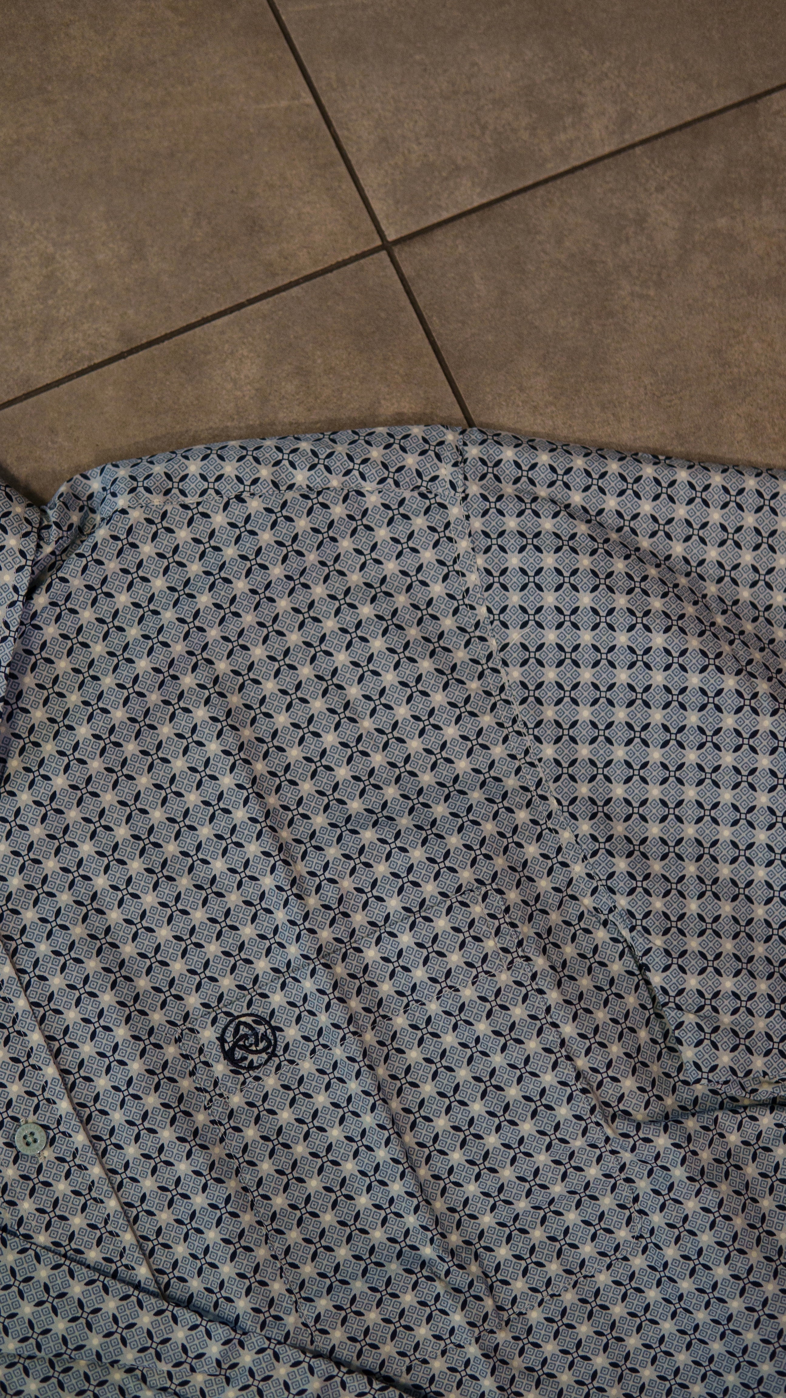 Men’s Printed Long Sleeve Button Up - Teal Twister