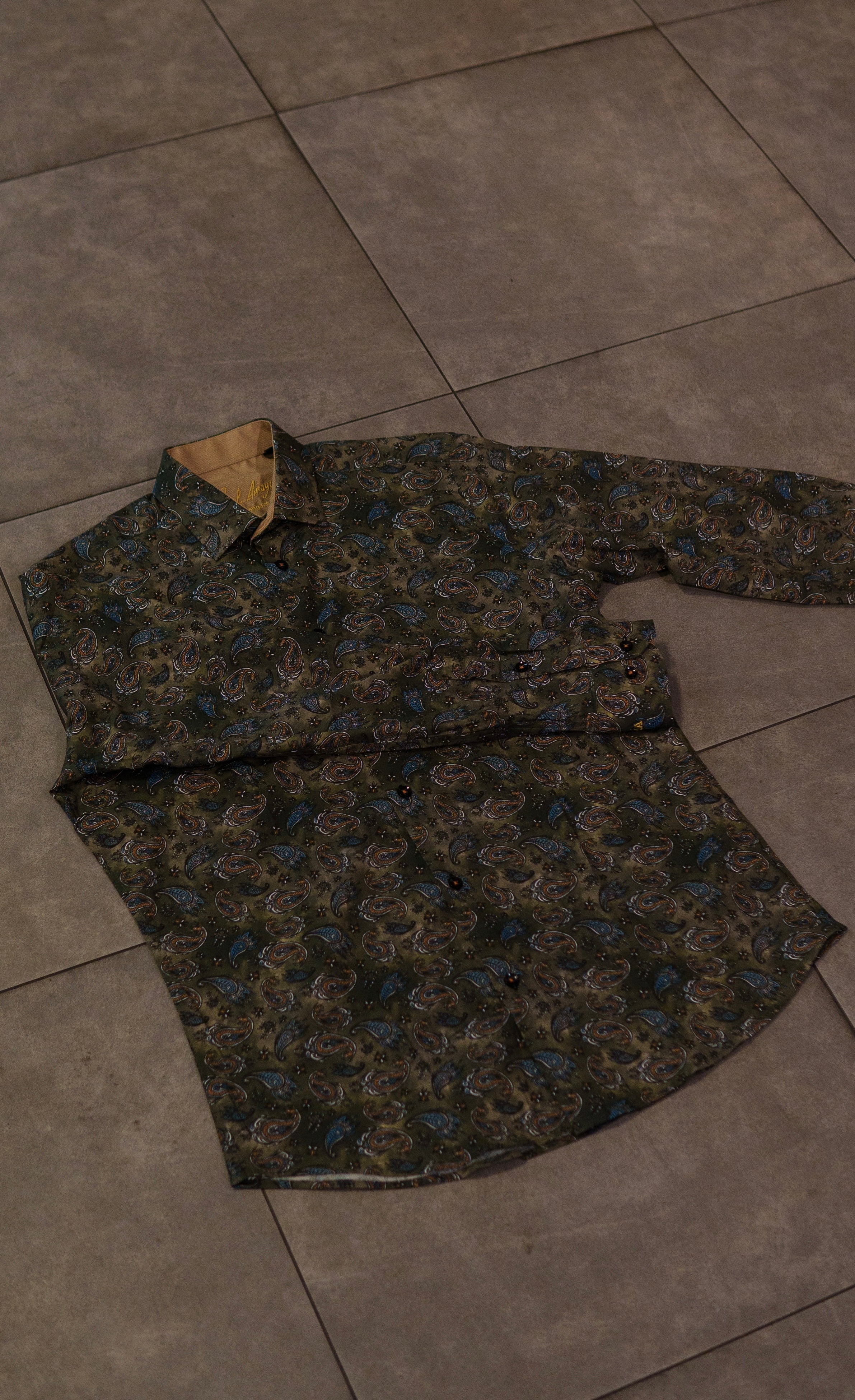 Men’s Printed Long Sleeve Button Up - Paisley’s Swamp