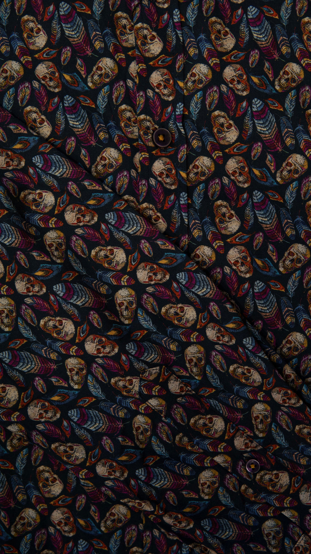 Men’s Printed Long Sleeve Button Up - Cotton Skull Candy