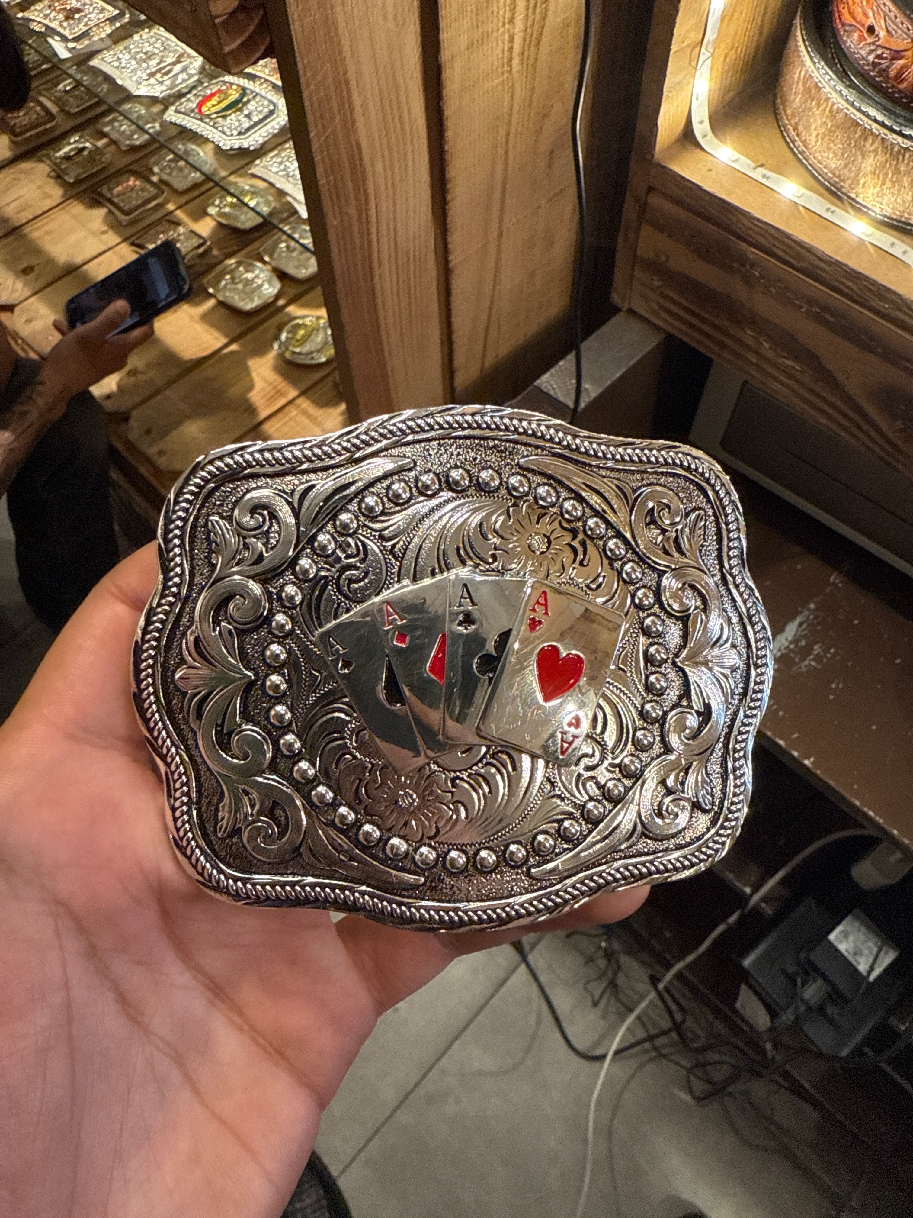 Poker Sterling Squarish Western Buckle