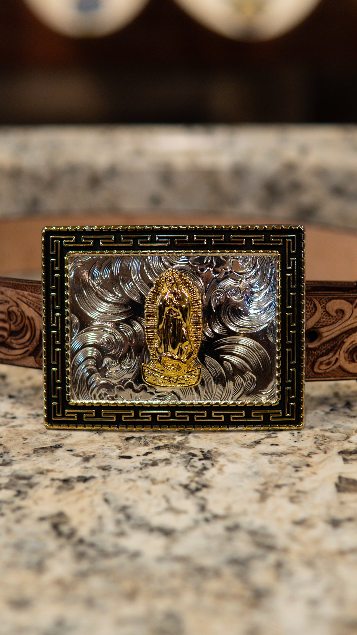 Virgin Mary Square Roman Western Buckle