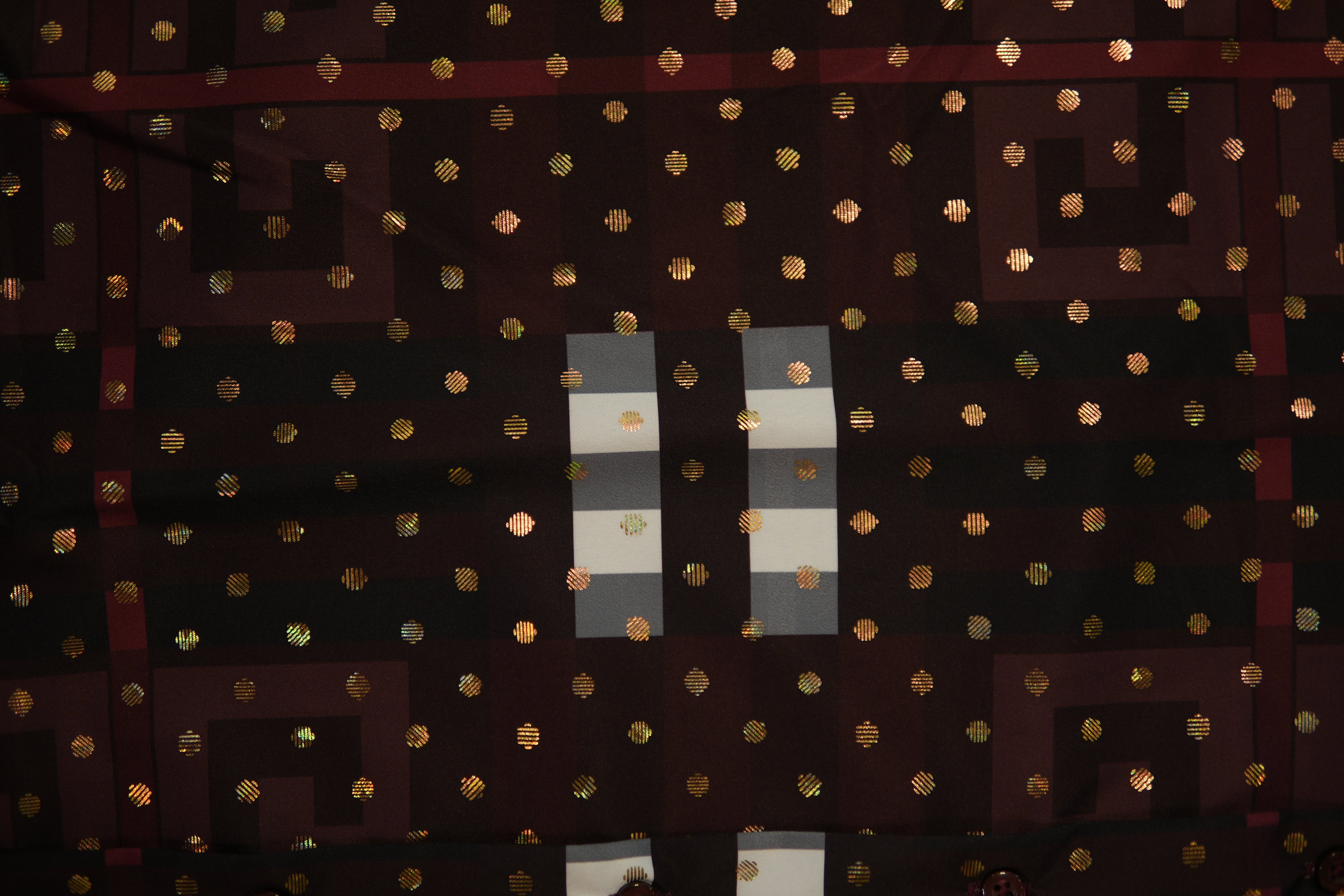 Men’s Printed Short Sleeve Button Up - Poka Dot Burgendy