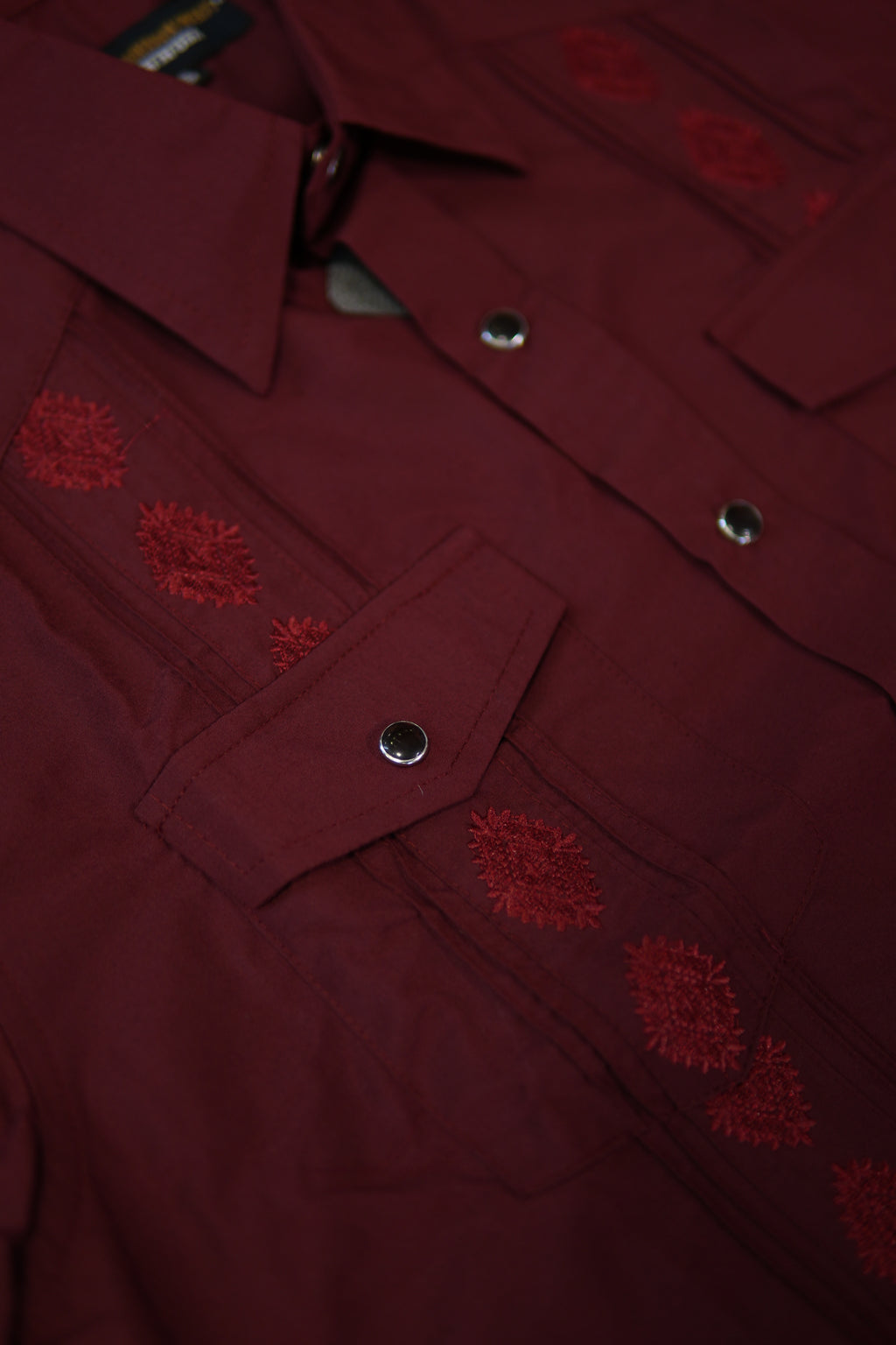 Men’s Guayabera Style Short Sleeve - Burgundy