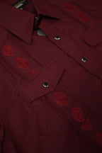 Men’s AW Short Sleeve Button Up “Burgendy Red”