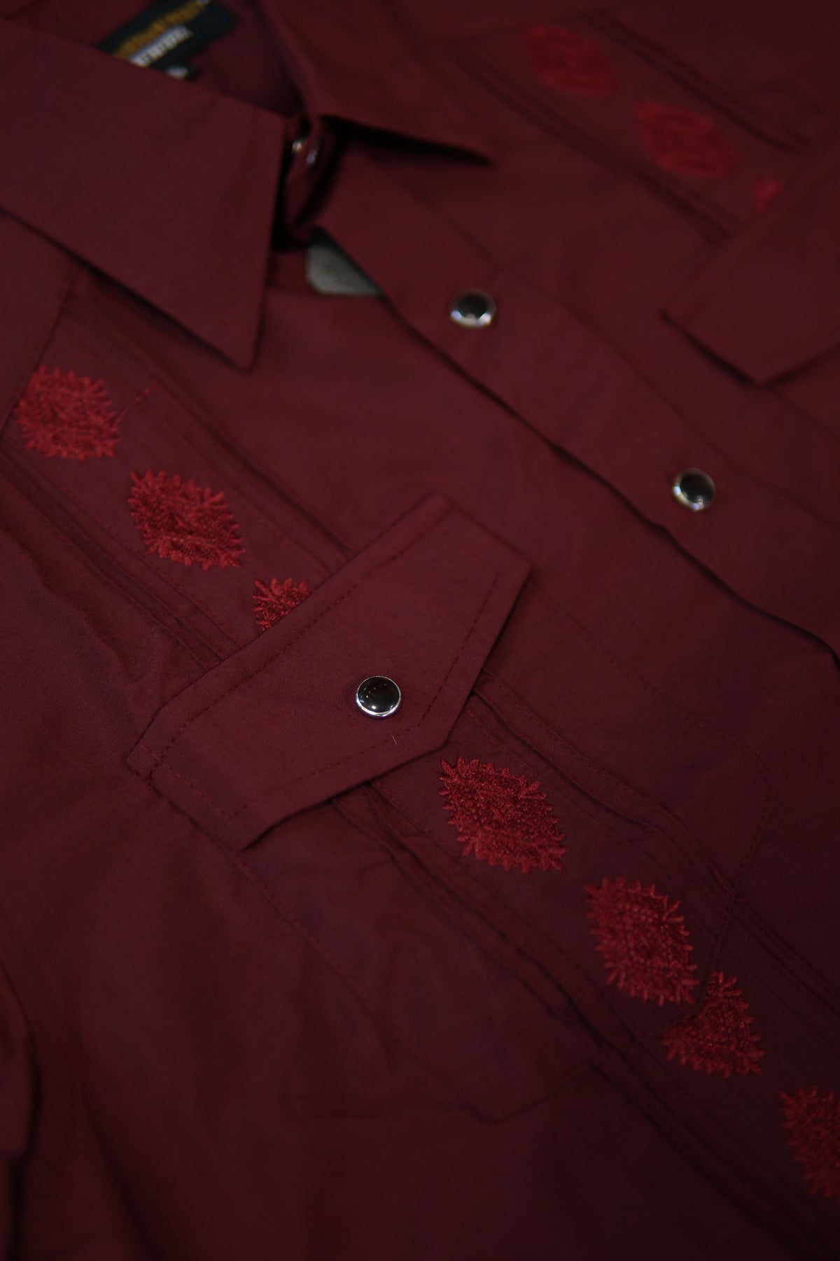 Men’s AW Short Sleeve Button Up “Burgendy Red”