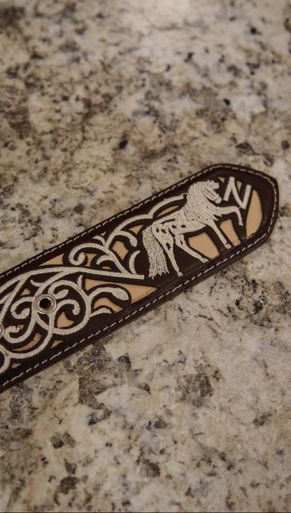 Men’s 2” Belt - Stitched Carousel Horse