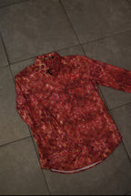 Men’s Printed Long Sleeve Button Up - Golden Orchid