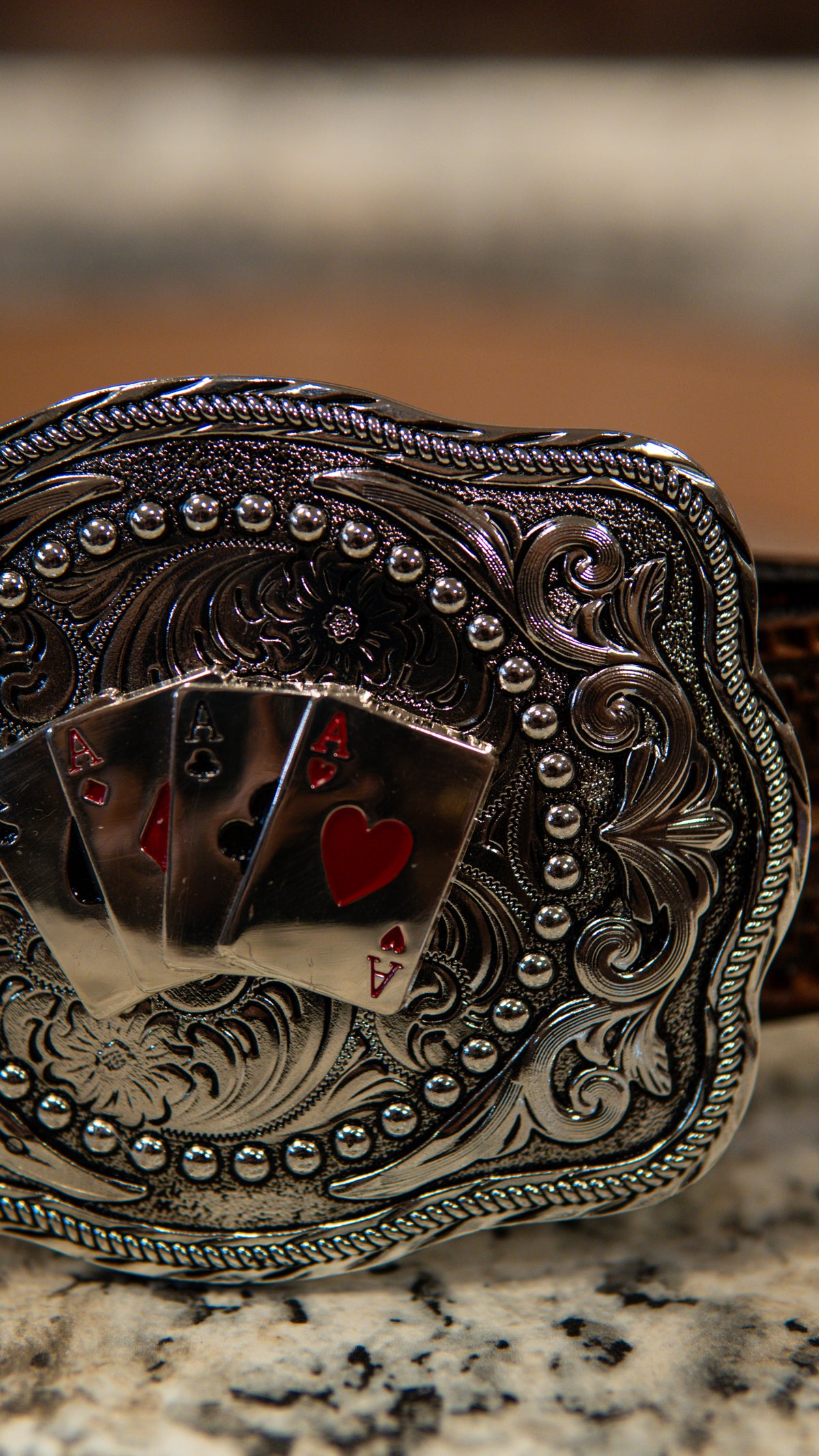 Poker Sterling Squarish Western Buckle