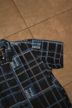 Men’s Printed Short Sleeve Button Up - Blue Laguna