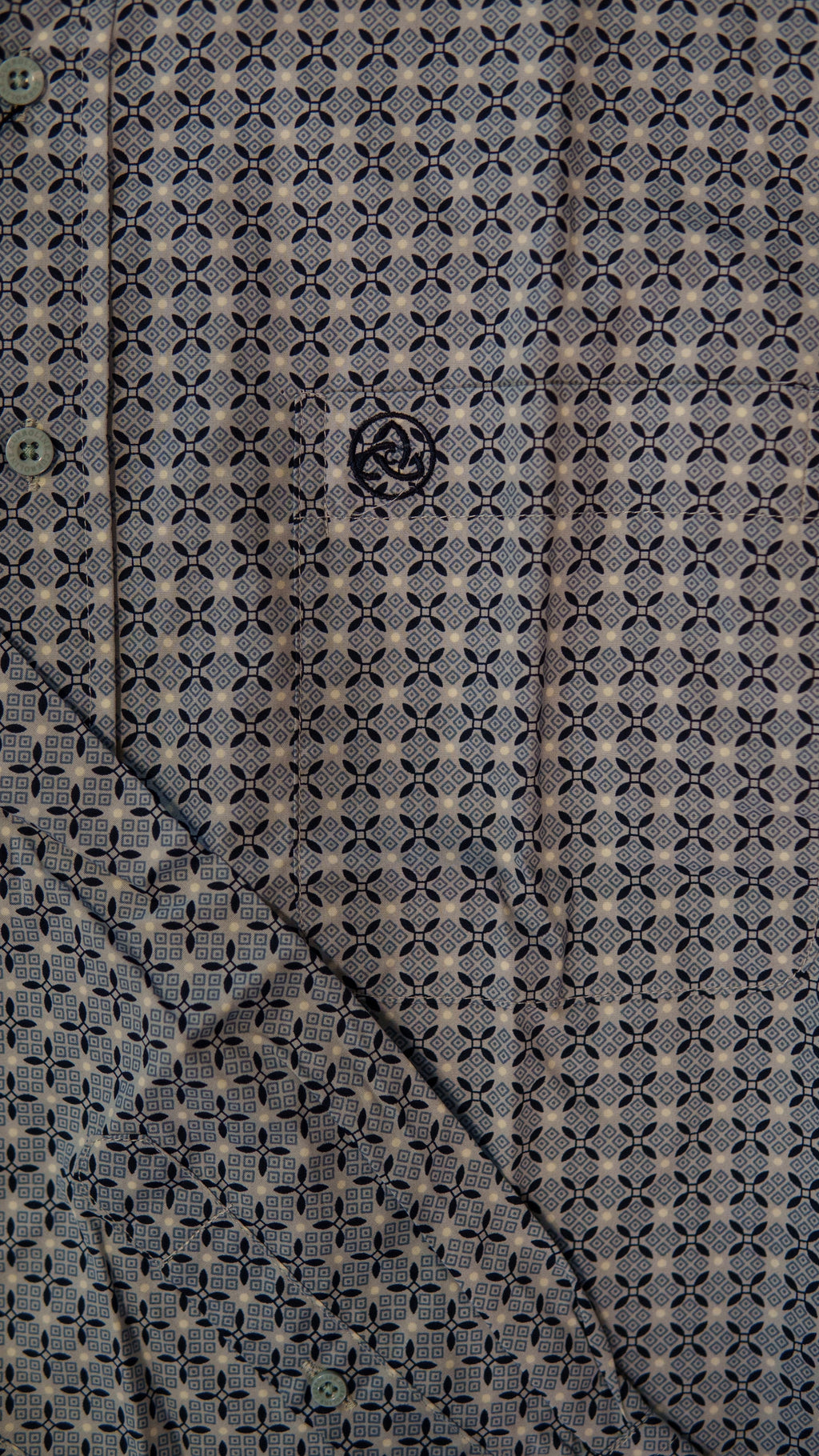 Men’s Printed Long Sleeve Button Up - Teal Twister