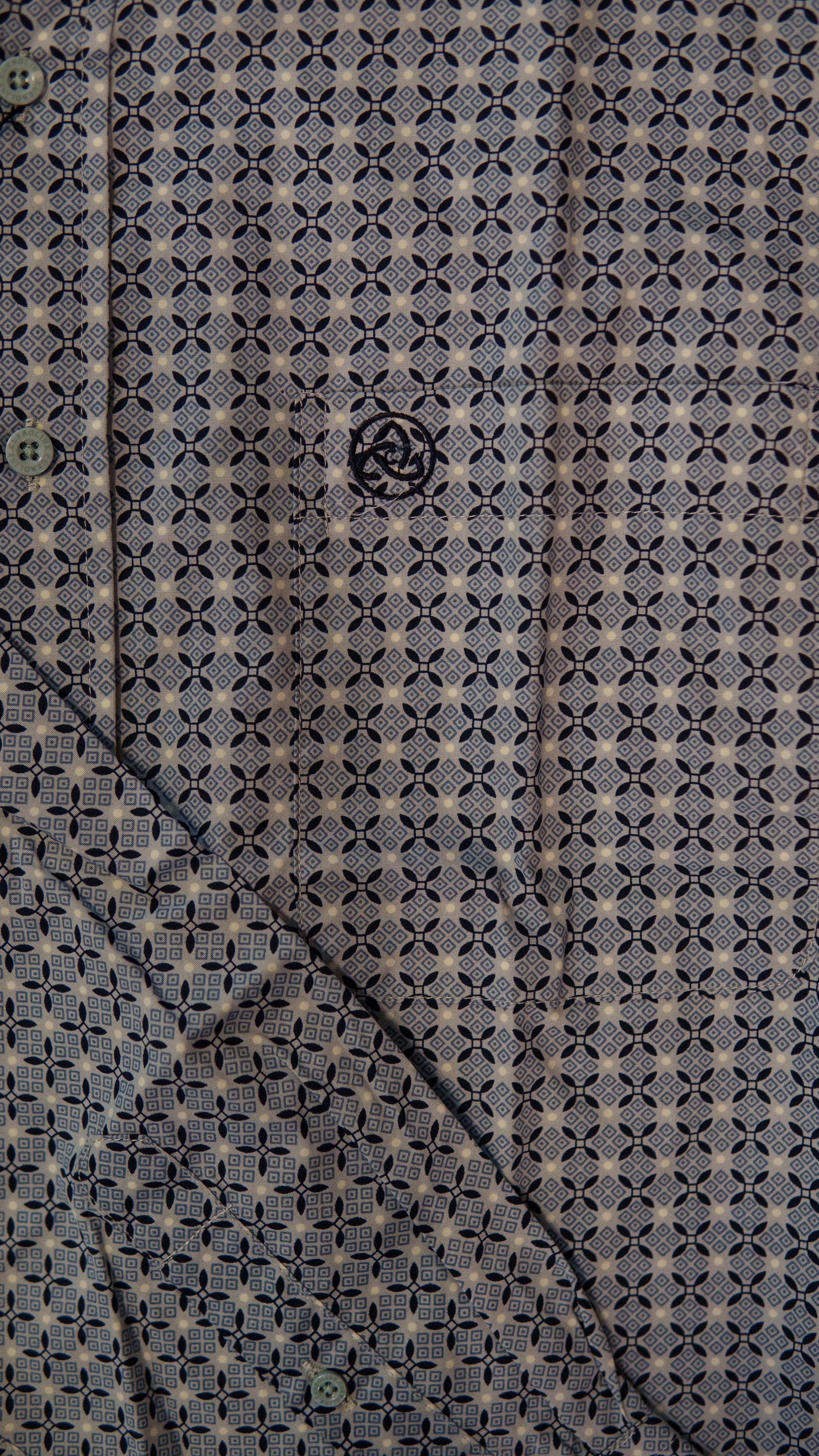 Men’s Printed Long Sleeve Button Up - Teal Twister