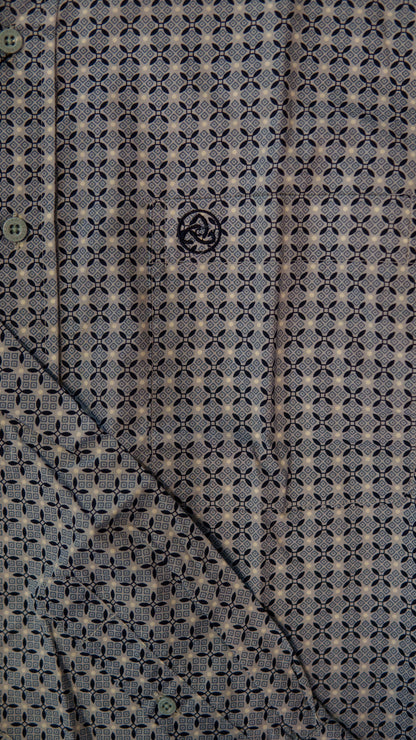Men’s Printed Long Sleeve Button Up - Teal Twister