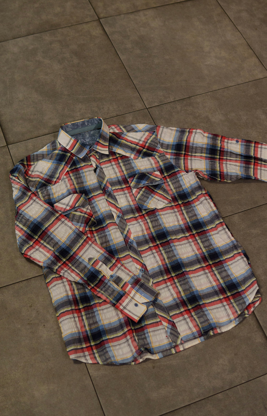 Men’s Printed Long Sleeve Button Up - Cuadra Plaid