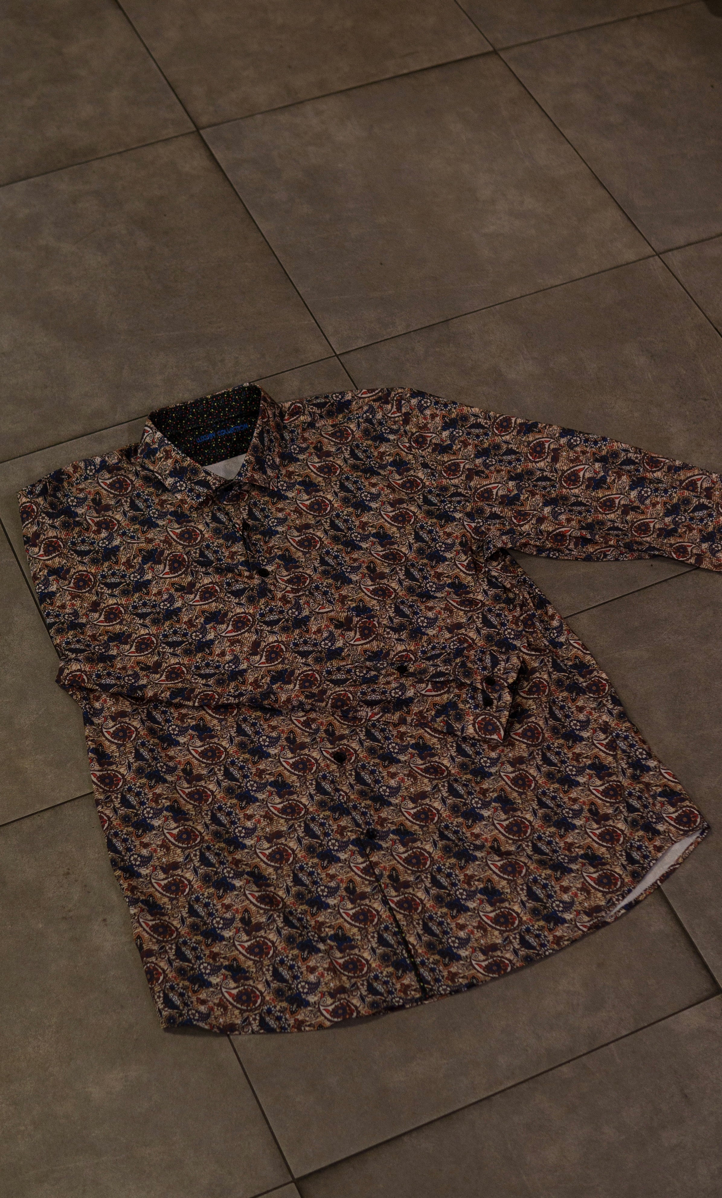 Men’s Printed Long Sleeve Button Up - Earths Liquify