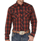 Wrangler 20X Competition Button Up - Plaid Burg Blue
