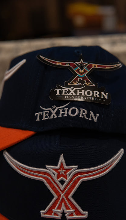 Tex Horn Snapback Cap Navy Orange Brim