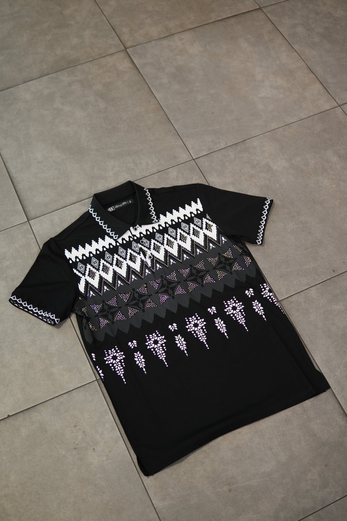 Men’s Polo Button Up - Black Pine Crystal
