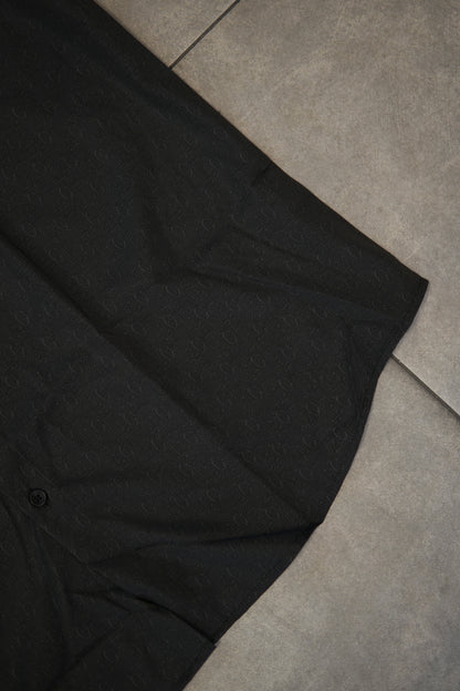 Men’s Printed Short Sleeve Button Up - Black