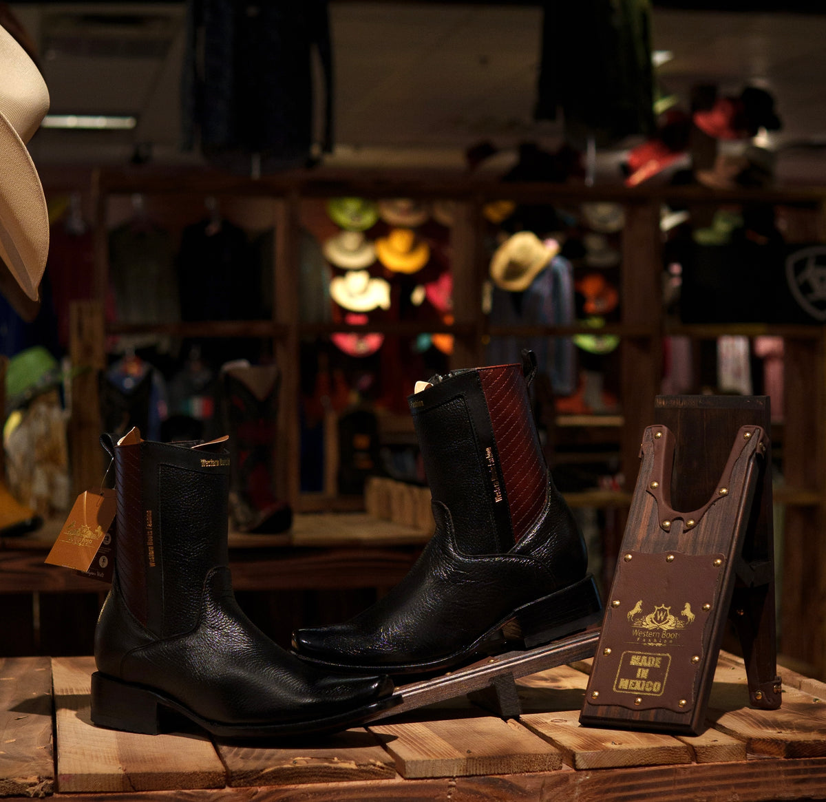 WBF Men’s Monaco “Black” Dubai Toe Boots