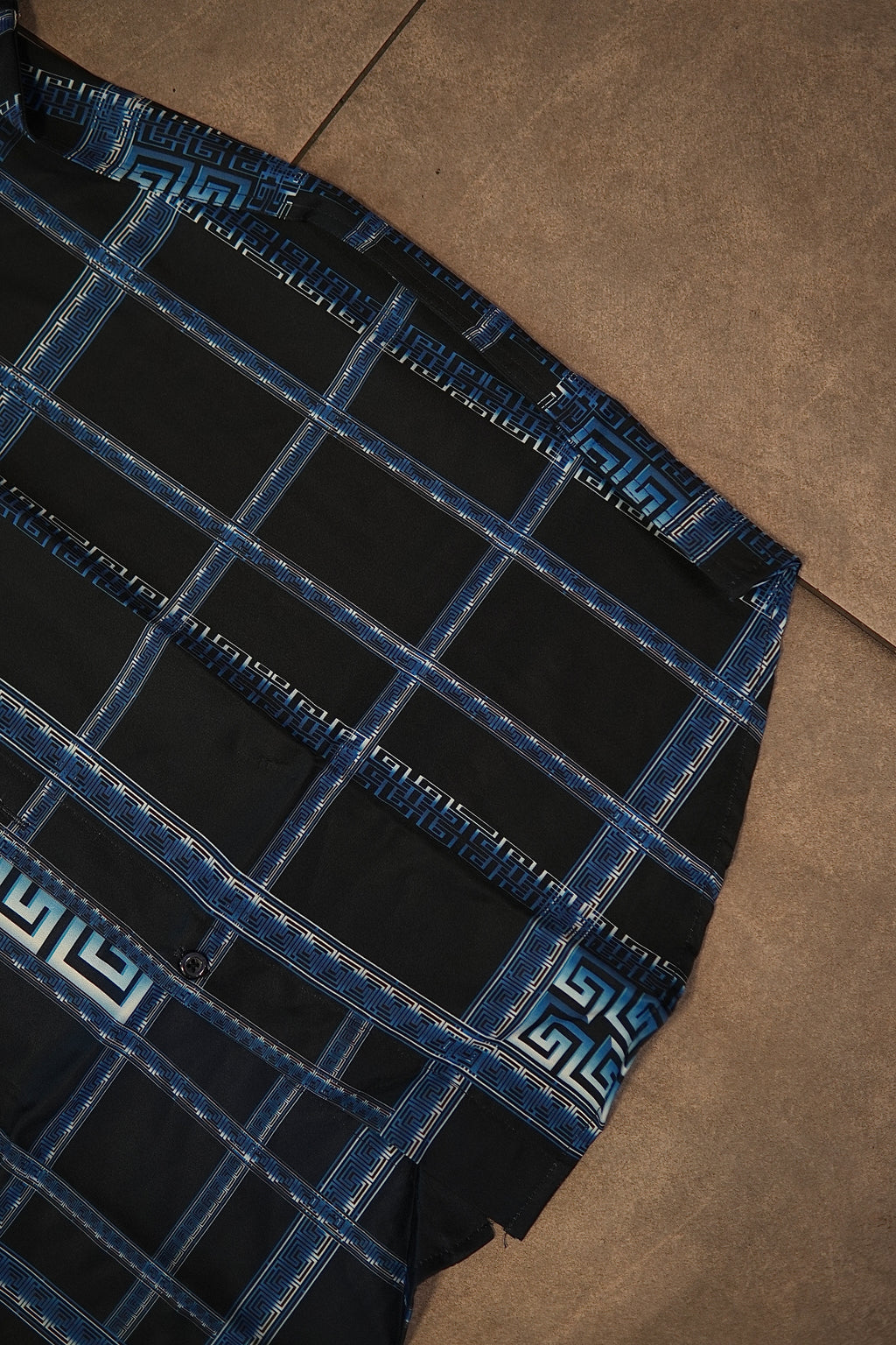 Men’s Printed Short Sleeve Button Up - Blue Laguna