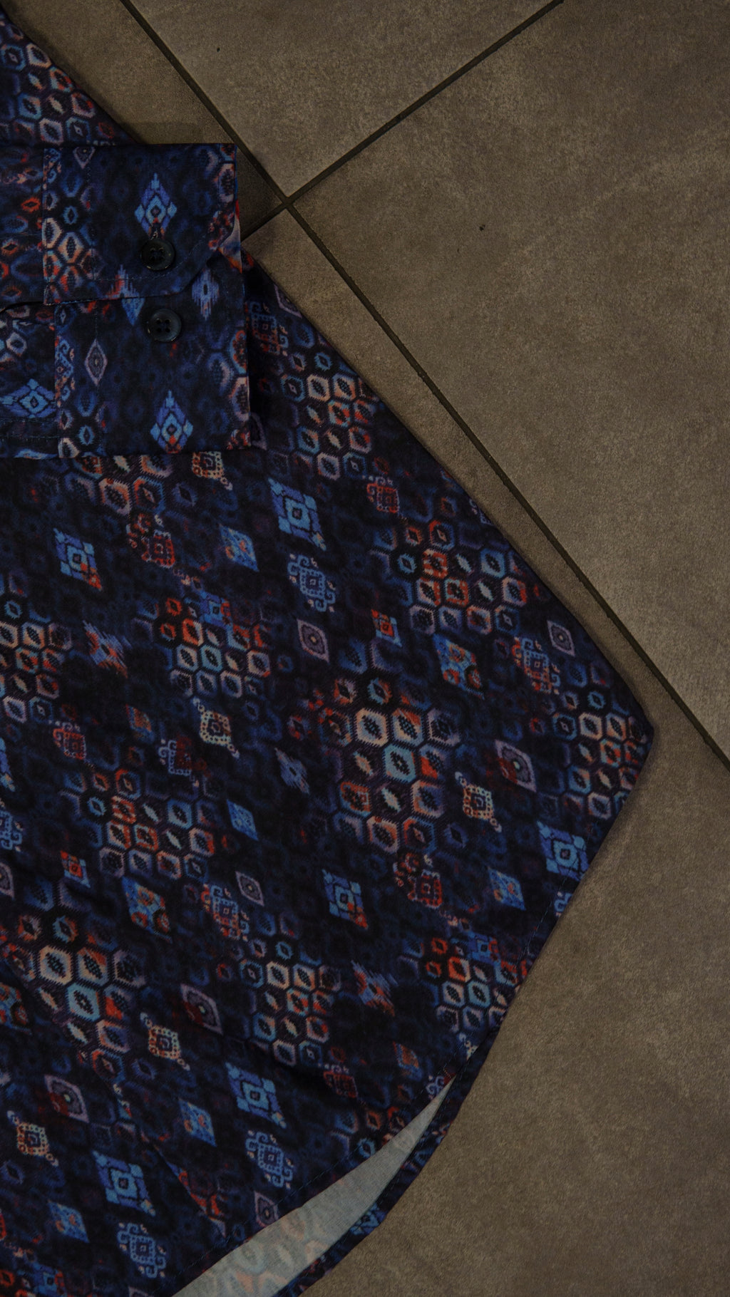 Men’s Printed Long Sleeve Button Up - Hexagonal Purp