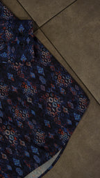 Men’s Printed Long Sleeve Button Up - Hexagonal Purp
