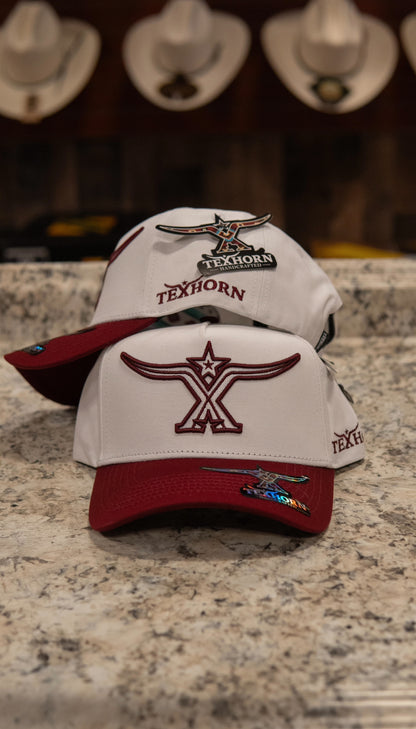 Tex Horn Snapback Cap Red Brim Horn