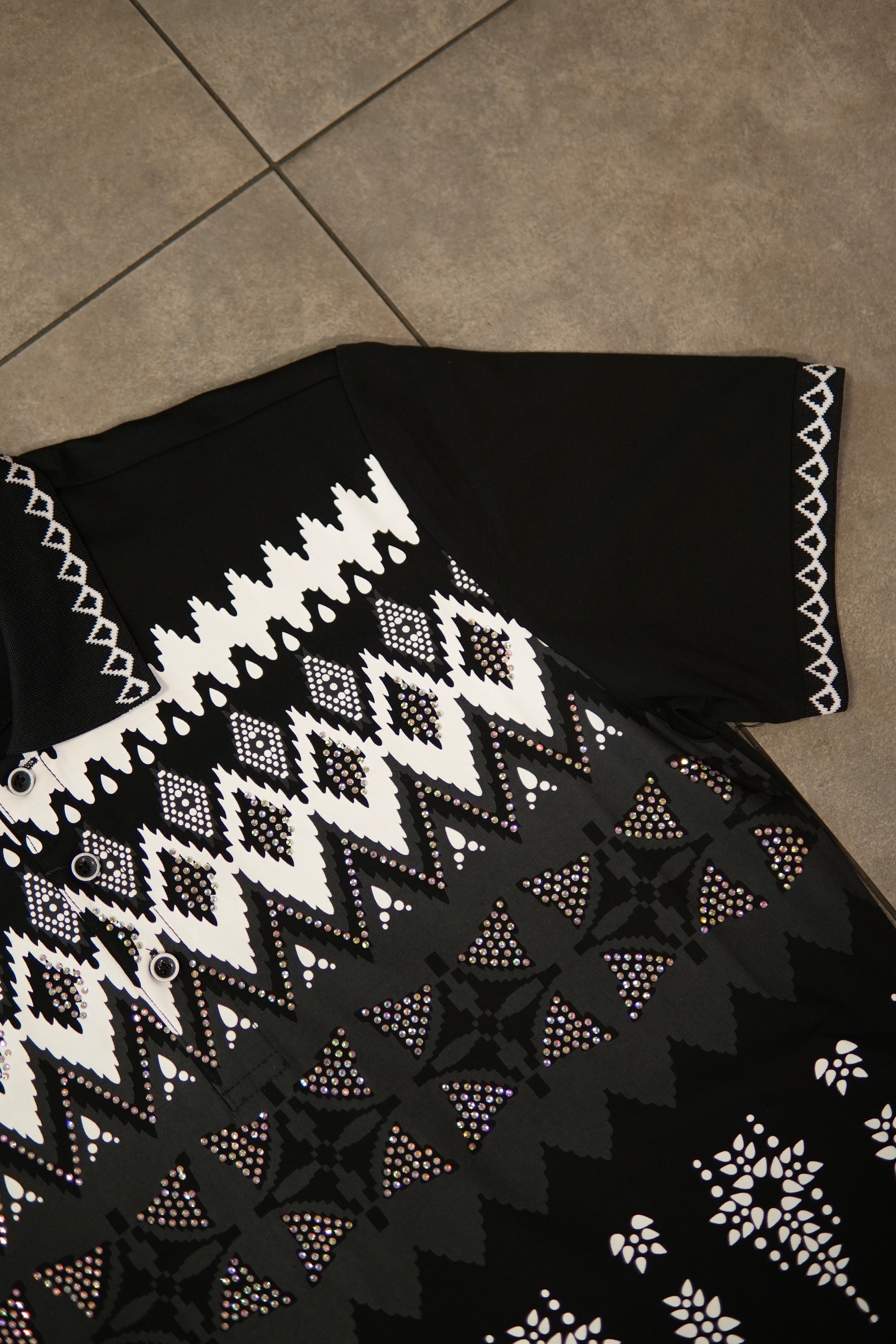 Men’s Polo Button Up - Black Pine Crystal